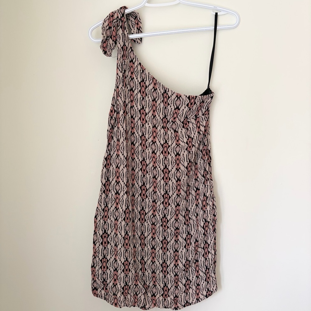 Free People One-Shoulder Printed Mini Dress in Neutral Geo - Picture 5 of 9